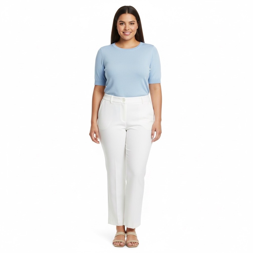Worthington Modern Fit Dress Pants Women Plus 24W White Ivory Wide Leg Stretch‎